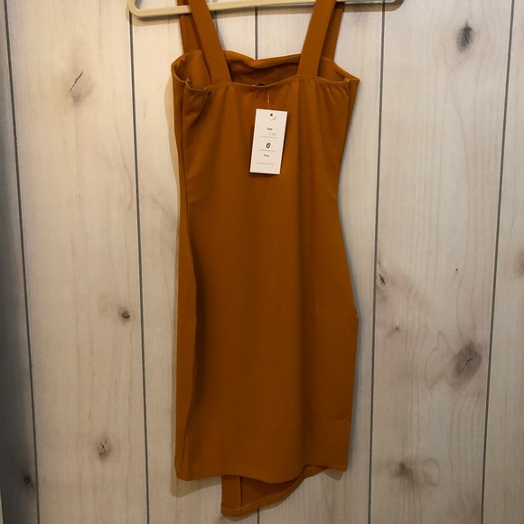Mustard Button Down Bodycon Dress - Picture 5 of 5